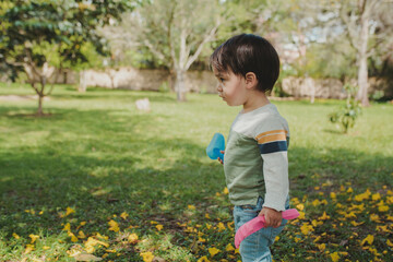 Toddler playing in the park