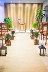 wedding altar decorated with flowers 