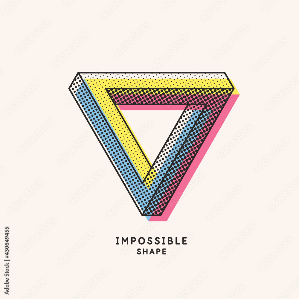 Poster impossible geometric shape. the penrose triangle. isolated 3d shape. a graphic element for your desi