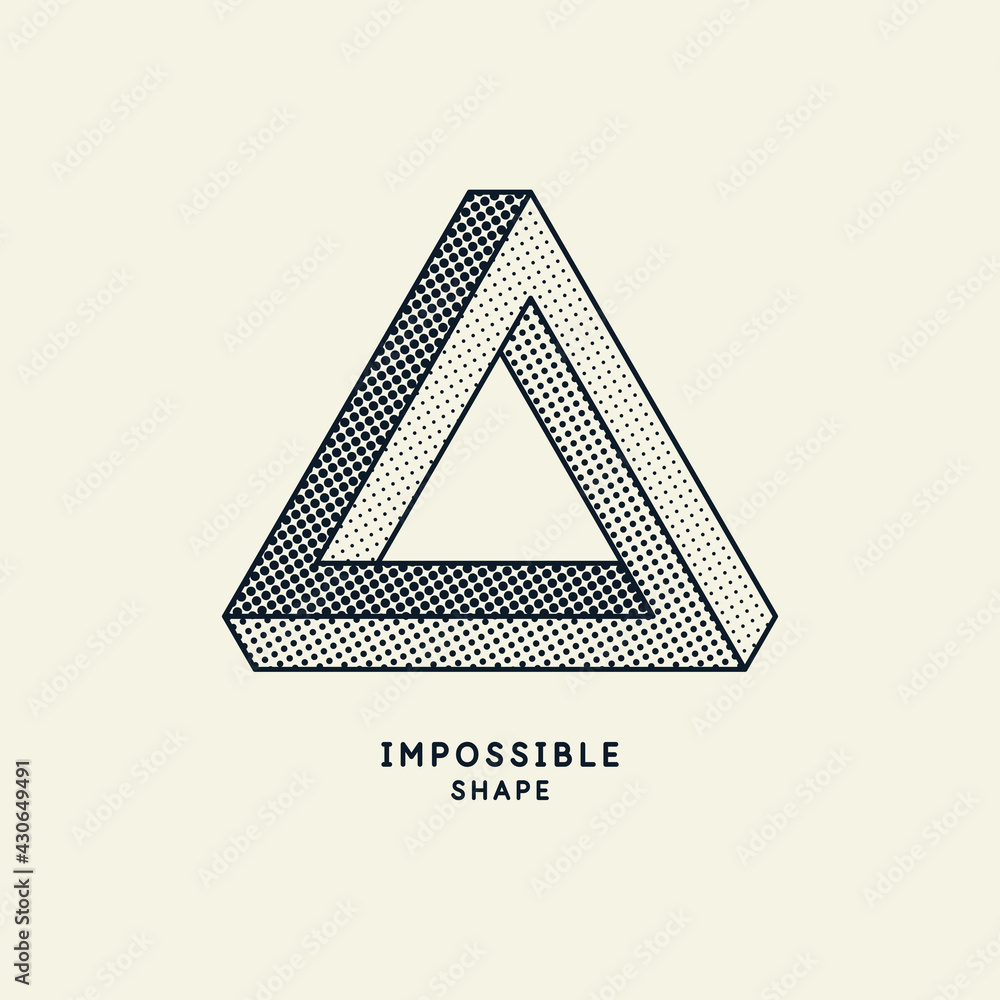 Poster impossible geometric shape. the penrose triangle. isolated 3d shape. a graphic element for your desi