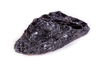 Macro mineral stone sorrel - black tourmaline on white background