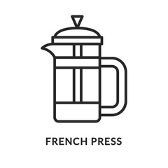 French press flat line icon. Vector illustration jug for making coffee and tea
