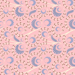 Seamless texture, pattern on a square background - flowers and leaves. Styling.