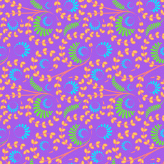 Fototapeta na wymiar Seamless texture, pattern on a square background - flowers and leaves. Styling.