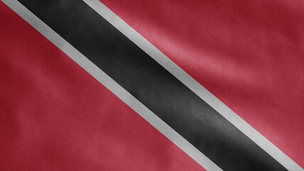 Trinidadian and Tobagonian flag. Trinidad and Tobago banner blowing soft silk.