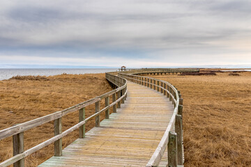 boardwalk to the beach at Bouctouche Dunes