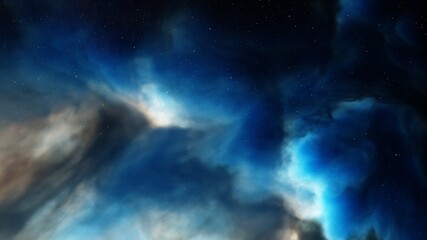 nebula gas cloud in deep outer space, colorful space background with stars, 3d render
