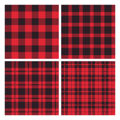 Vintage red and black flannel pattern. Buffalo lumberjack gingham plaid fabric motif design.