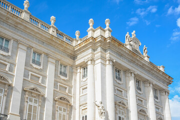 Fototapeta na wymiar Madrid, Spain - October 25, 2020: View of Royal Palace of Madrid