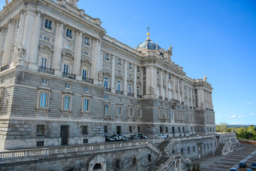 Fototapeta premium Madrid, Spain - October 25, 2020: View of Royal Palace of Madrid