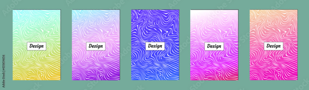 Poster set of modern abstract backgrounds with gradient linear waves. simply geometric template for design