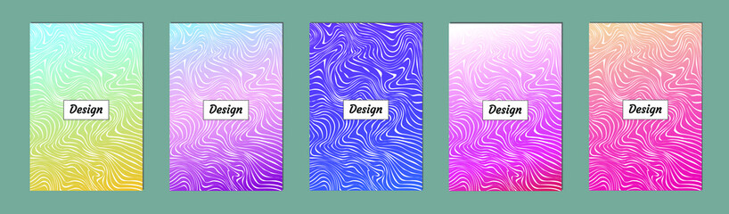 Set of modern abstract backgrounds with gradient linear waves. Simply geometric template for design