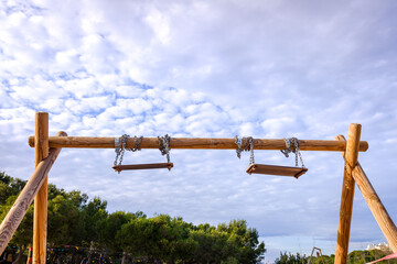 Swings in a closed park of prohibited use for health reasons.