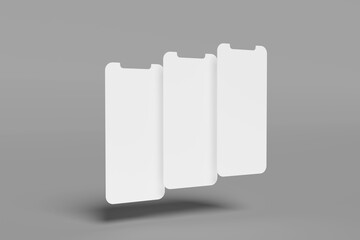 Realistic smartphone mockup. Cellphone frame with blank display UI, UX, GUI screens for application