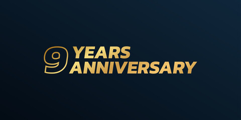 9 year anniversary logo design. 9th birthday celebration icon or badge. Vector illustration.