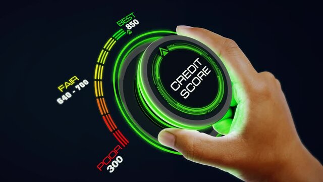 Credit Score Concept with knob button changing  best to poor and reverse