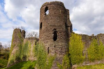 Walls and remains of a 12th century medieval castle in Wales (Grosmont Castle)