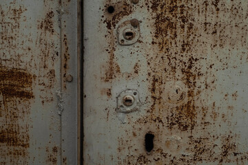 Rusty metal door texture, keyhole close up
