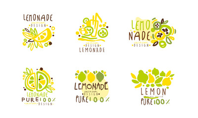 Squeezed Fresh Lemonade Badge Original Design Vector Set