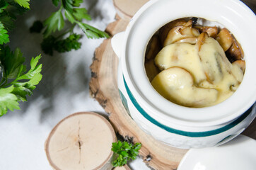 casserole with potatoes and mushrooms