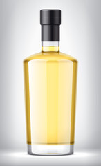 Glass Bottle on background with Black Foil. 