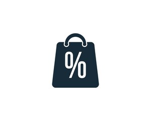 Percentage Sign and Shopping Bag Icon Design Template Elements