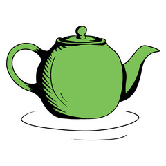 Teapot. Tea kettle. Tea ceremony. Cartoon style.