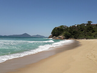 Sand Beach Florianópolis Brazil Sea Clear Water Natural Vegetation