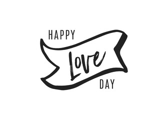 Happy Love Day, Happy Valentine's Day Background, Love Text, Love Letter, Valentine's Day Greeting Card, Vector Illustration Background