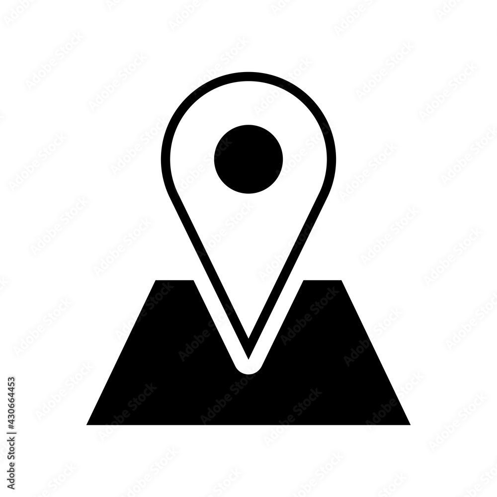 Poster location pointer pin hotspot sign on map flat icon. vector image.