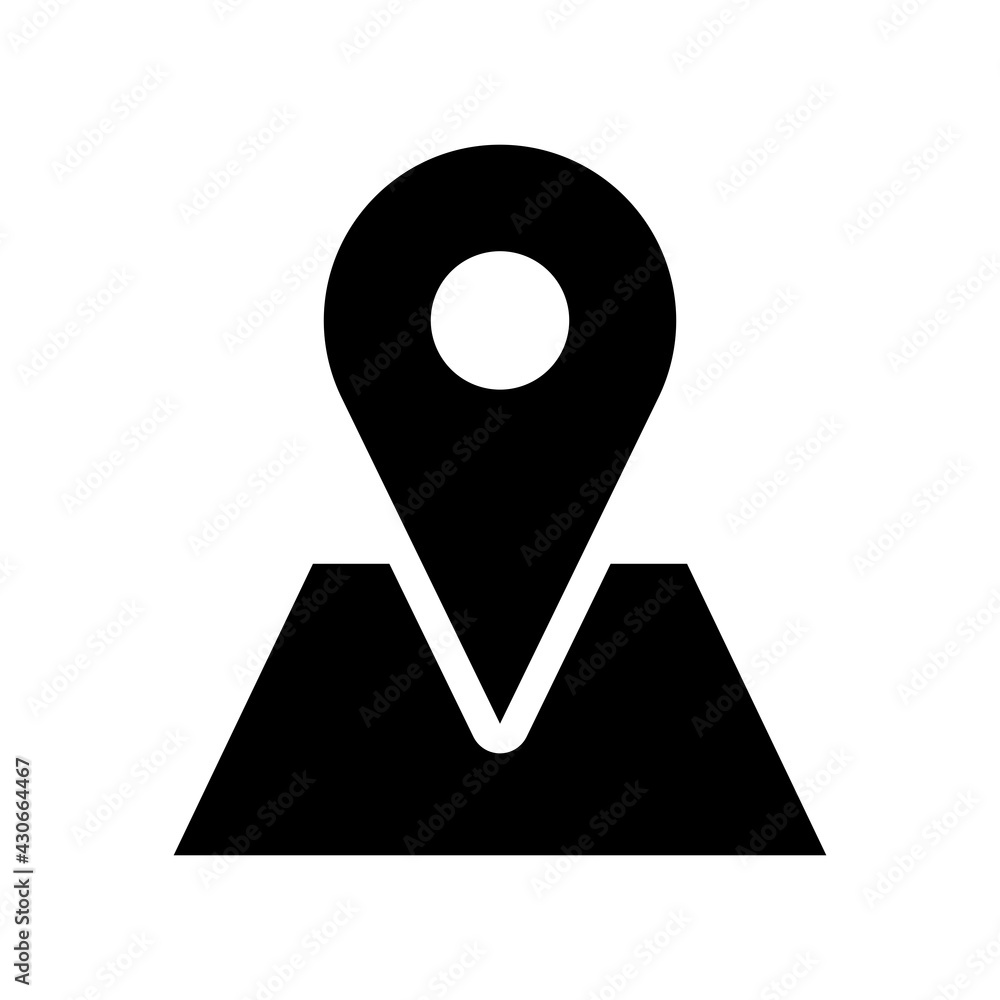 Poster location pointer pin hotspot sign on map flat icon. vector image.