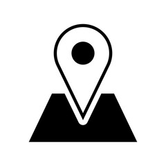 Location Pointer Pin Hotspot Sign on Map Flat Icon. Vector Image.