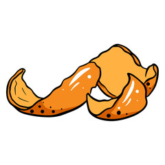 Mandarin. Mandarin peel. Citrus fruits. Vitamin C. Cartoon style.