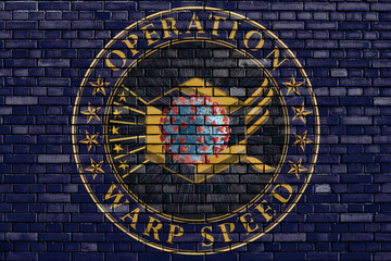 flag of Operation Warp Speed painted on brick wall