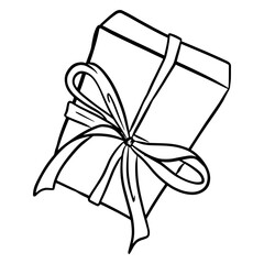 Present. Gift wrapped with a bow. Beautiful decoration of gifts. Cartoon style.