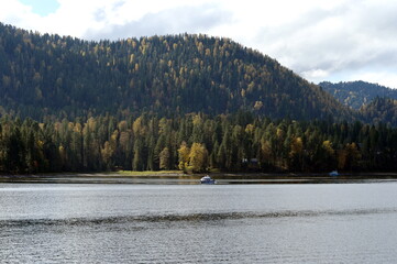 Autumn on Lake Teletskoye. Altai Republic. Western Siberia. Russia
