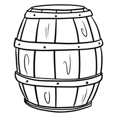 Barrel for wine or beer. Wooden barrel. Storage of alcohol. Cartoon style.