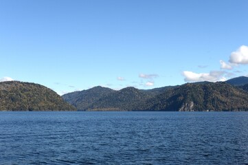 Autumn on Lake Teletskoye. Altai Republic. Western Siberia. Russia