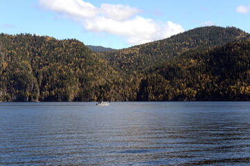 Autumn on Lake Teletskoye. Altai Republic. Western Siberia. Russia