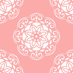 Orient classic pattern. Seamless abstract background with vintage elements. Orient pink and white background. Ornament for wallpaper and packaging