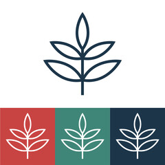 Linear vector icon with foliage