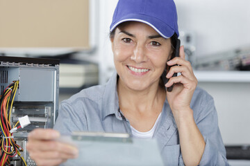 female researcher technician on the phone