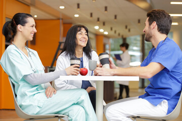 group of doctors in the cafeteria or canteen