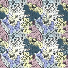 Seamless hand drawn abstract vector artwork with unusual pattern