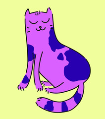 Cute pink cat vector design. Children illustration for school books and more. Animal print.