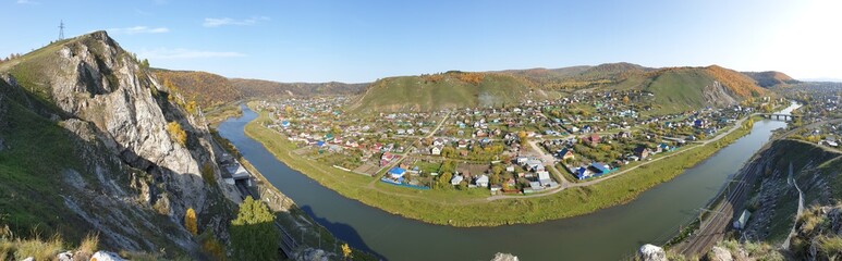 Fototapeta na wymiar Aerial photography of the village of Asha Chelyabinsk region beauty of nature