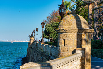 Walk at the bay of Cadiz in Spain
