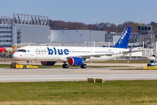 Airblue Airbus A321neo Airplane Hamburg Finkenwerder Airport In Germany