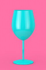 Blue Wine Glass in Duotone Style. 3d Rendering
