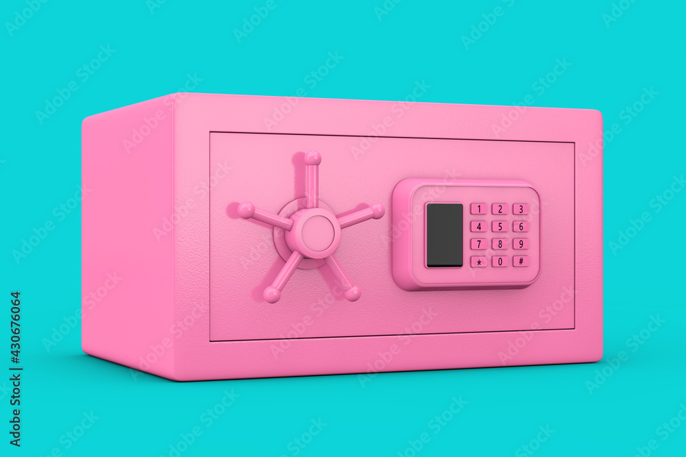 Poster pink security code vault safe in duotone style. 3d rendering